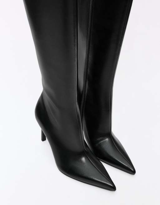 Bershka Fitted-shaft heeled boots in black, 7 of 7