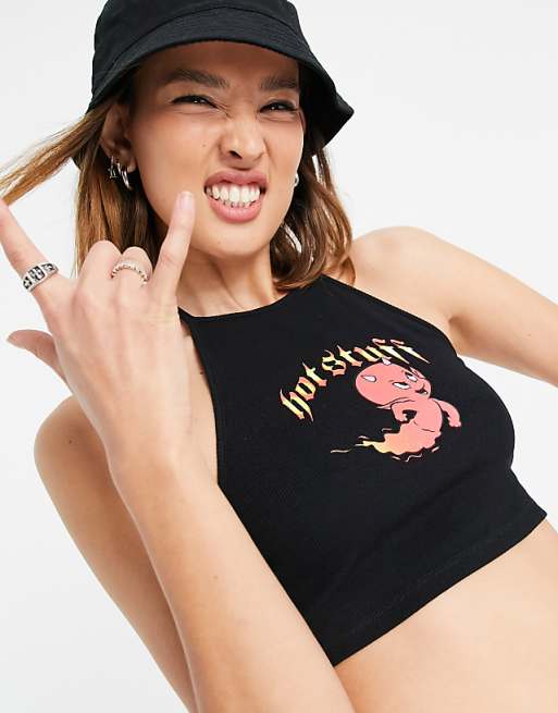 bershka crop top black