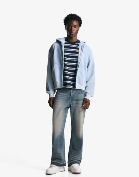 Bershka - Flare baggy jeans in blauw - view 1