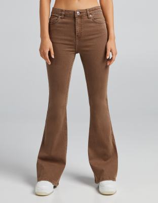 Bershka flare jean in brown