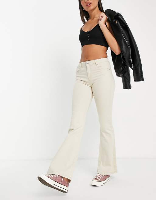 Bershka pointelle flared pants in ecru - part of a set