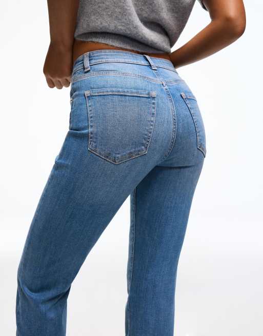 Bershka Flared jeans in mid blue, 3 of 4