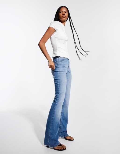Bershka Flared jeans in mid blue, 2 of 4