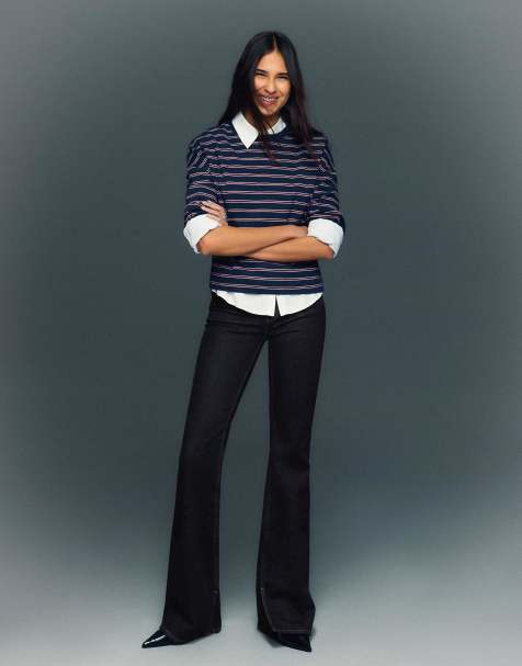 Bershka - Flared jeans met split in blauw - view 1