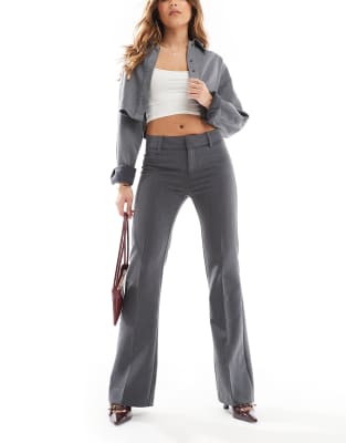 flared tailored pants in dark gray