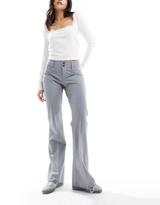 Bershka Flared Tailored Pants In Gray