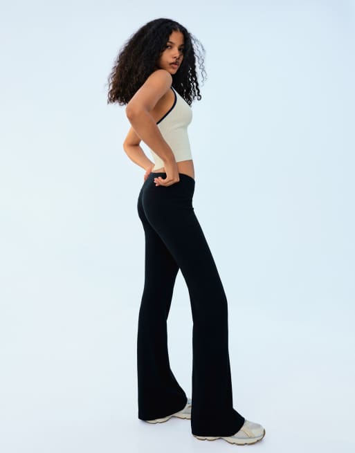 Bershka flared trousers in black
