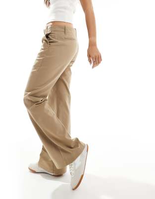 flared woven pants in brown