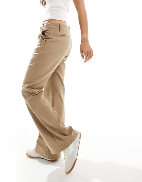 Bershka flared woven trousers in brown - view 1
