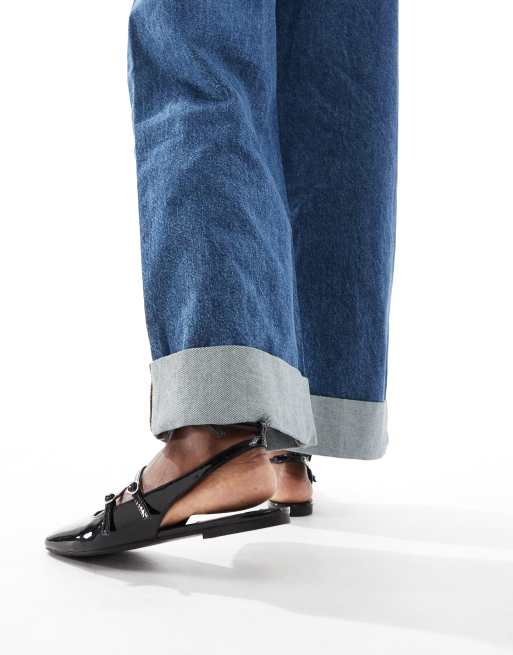 Bershka flat slingback sandals in black