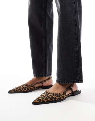 flat slingbacks in leopard print-Multi