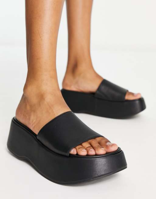 Black discount flatform sliders