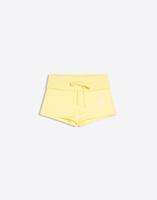 Bershka – Fleece-Bermudashorts in Gelb mit umgeschlagenem Bund, 4 von 4