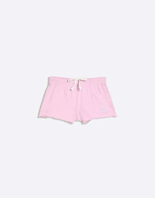 Bershka - Fleece short met geborduurd logo in roze, 2 van 4