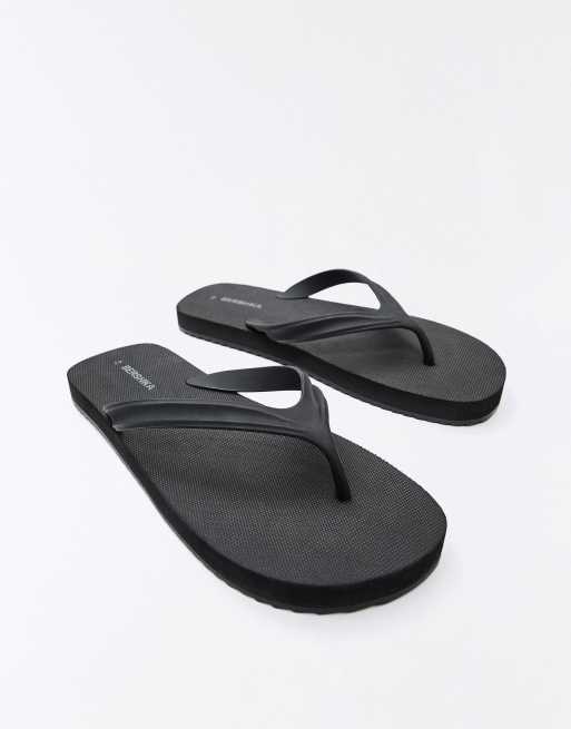 Bershka Flip flop-flat sandals in black, 3 of 4