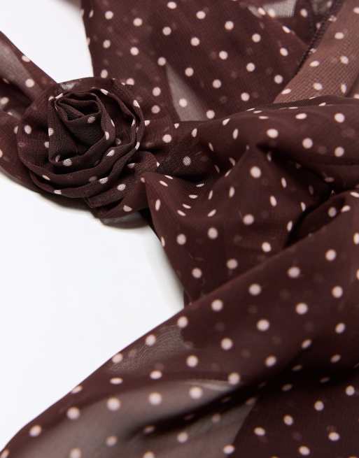 Bershka Floral neckerchief in brown, 2 of 4