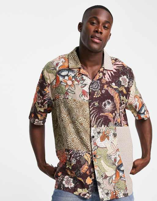 brown floral shirt