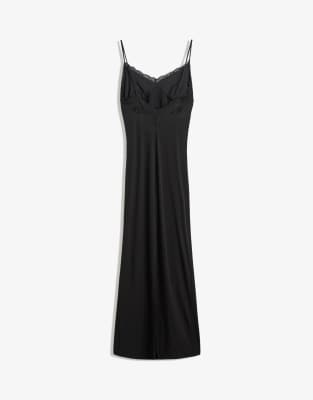Bershka - Flowing Blonde - Midikleid aus Spitze in Schwarz