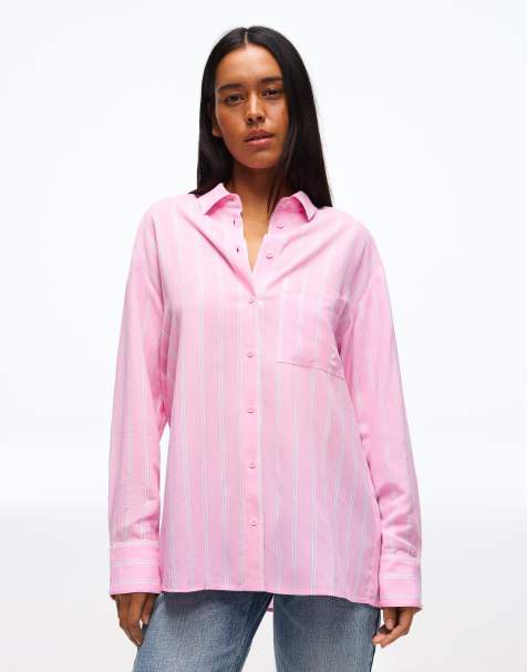 Bershka - Flowing - Camicia oversize rosa acceso - view 1