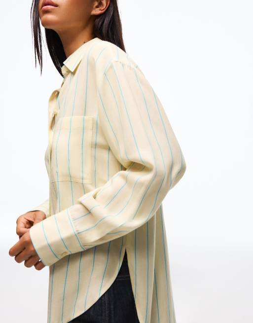 Bershka Flowing oversize shirt in yellow, 4 of 4
