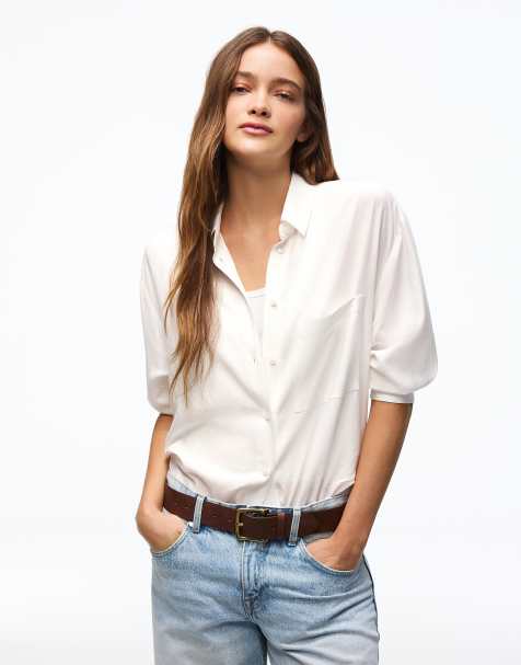 Bershka – Flowing – Vit skjorta i oversize - view 1