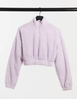 pink fuzzy half zip