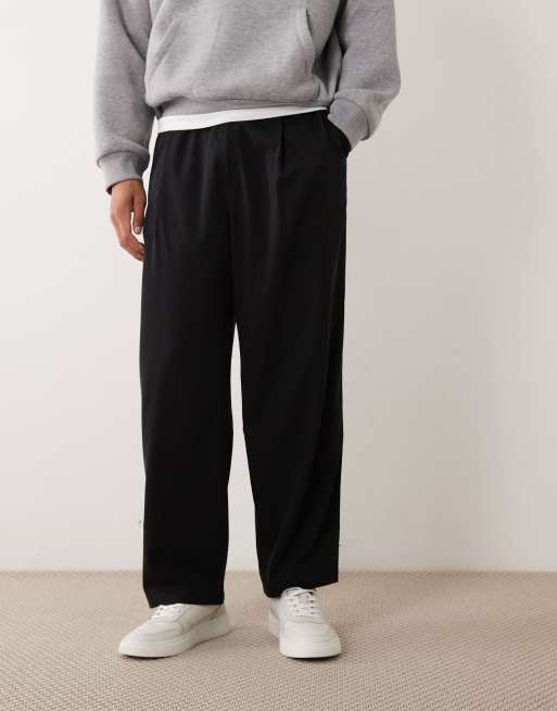 Bershka - Fluid - Pantaloni super ampi neri con pinces, 5 di 5