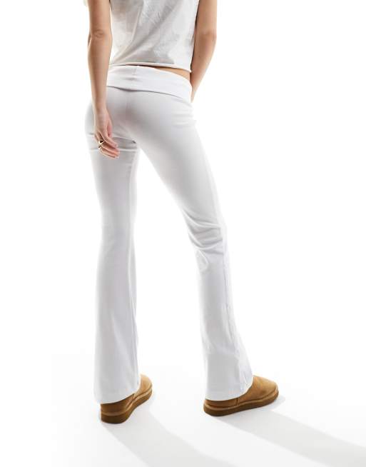 Bershka high waisted flared pants in white