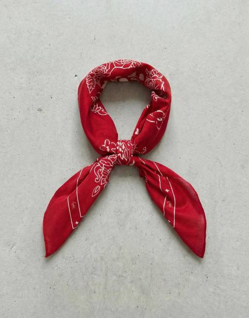 Bershka - Foulard imprimé - Rouge, 3 de 4