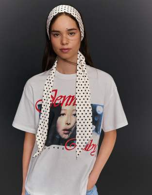 Bershka - Foulard style cravate à pois - Écru-Blanc