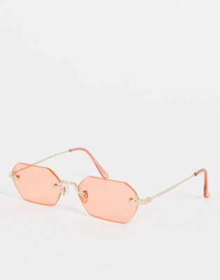 Bershka frameless sunglasses in pink