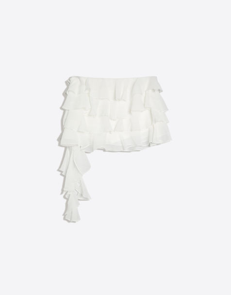 Bershka Frilled mini skirt in white - view 1