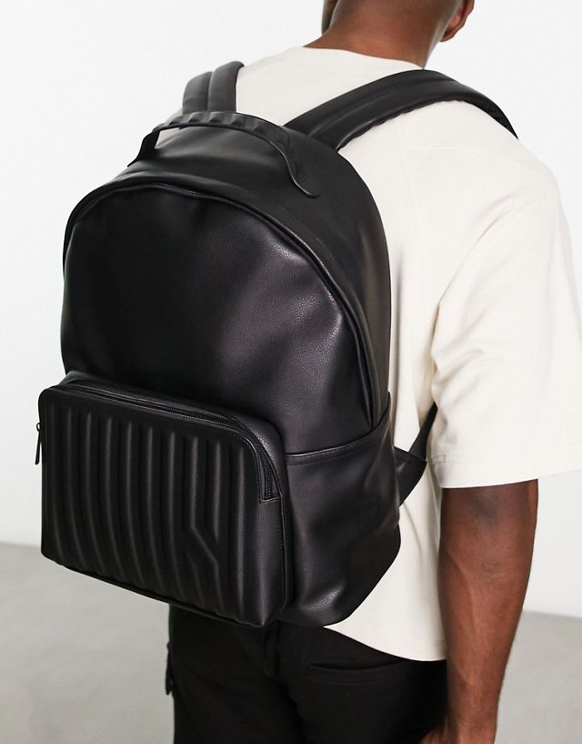 Bershka front pocket detail backpack in black