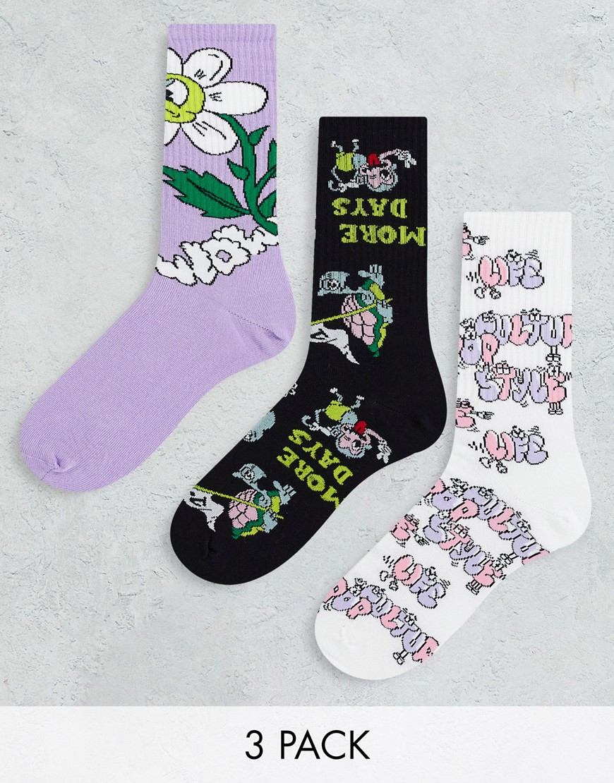 Bershka fun print socks in lilac-Purple