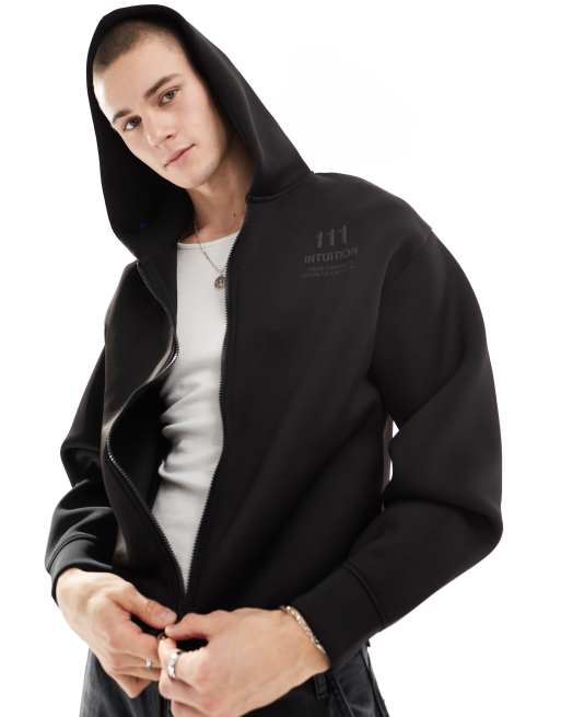 Bershka – Funktions-Kapuzenjacke in Schwarz mit farblich abgestimmtem Print, 2 von 4