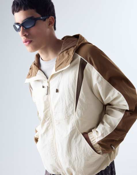 Bershka – Funktionsjacke in Braun mit Colourblock-Design - view 1