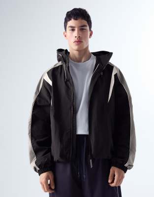 Funktionsjacke in Schwarz mit Colourblock-Design Schwarz M