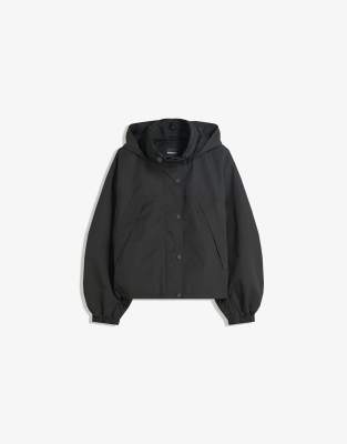Bershka - Funktionsjacke in Schwarz mit Kapuze