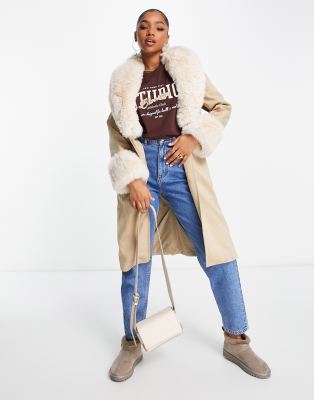 Bershka faux shop fur coat