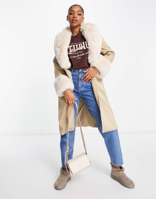 Bershka faux shop shearling coat