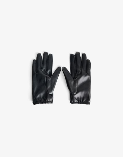 Bershka - Gants en imitation cuir - Noir - view 1
