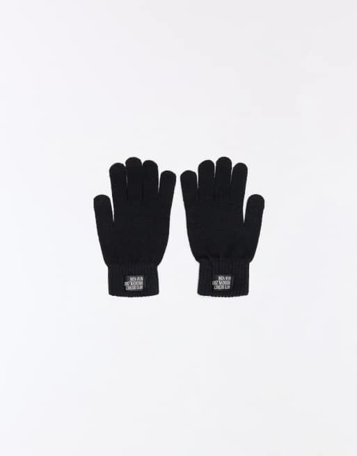 Bershka Gants en maille avec patch noirs, 2 de 3