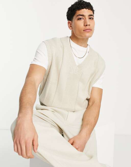 Bershka - Gebreid hemdje met textuur in ecru