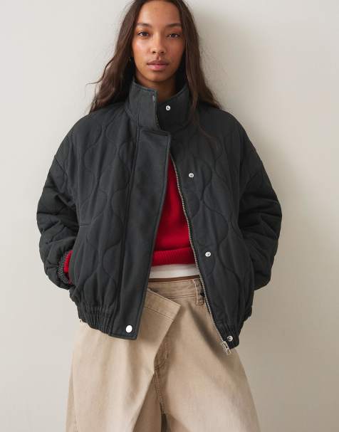 Bershka - Gebreid jack met kabels en borduursels in grijs - view 1