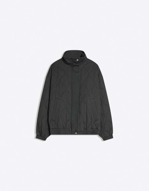 Bershka - Gebreid jack met kabels en borduursels in grijs, 5 van 5