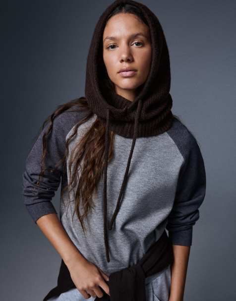 Bershka gebreide balaclava in bruin - view 1
