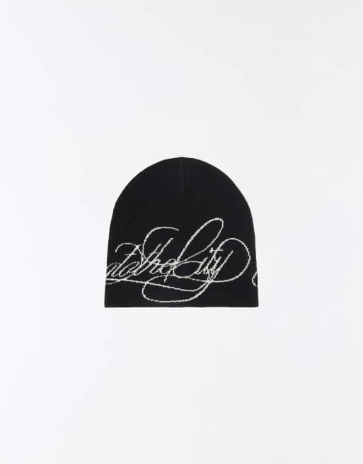 Bershka gebreide beanie in zwart, 3 van 4