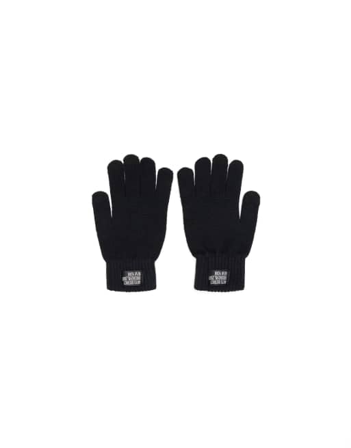 Bershka gebreide handschoenen met patch in zwart, 3 van 3