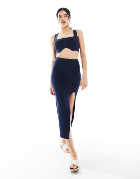 Bershka - Gebreide maxirok van co-ord set - view 1