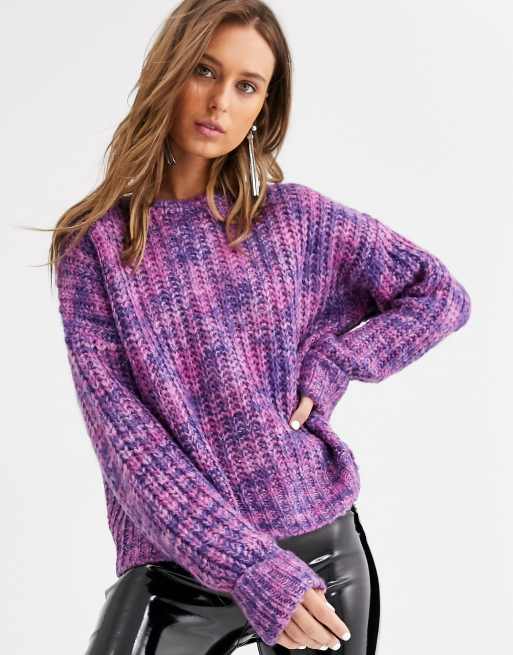 Bershka - Gebreide space-dye trui in paars